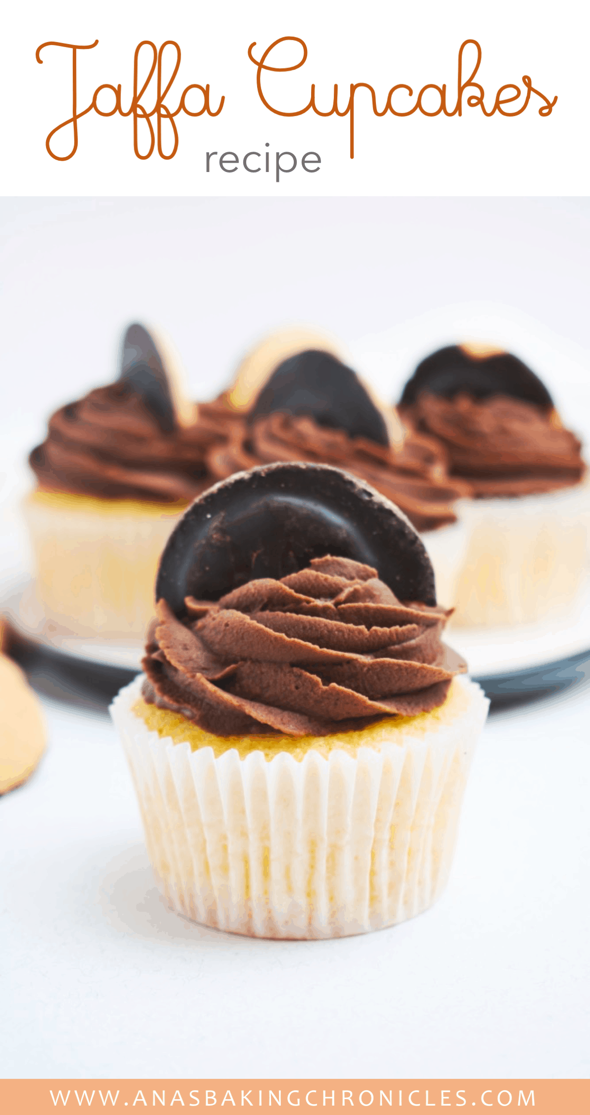 These Jaffa Cupcakes are an example of a perfect orange & chocolate combination. Moist orange sponge, topped with orange chocolate ganache and a hidden jelly surprise inside - just like the real thing!⎪www.anasbakingchronicles.com