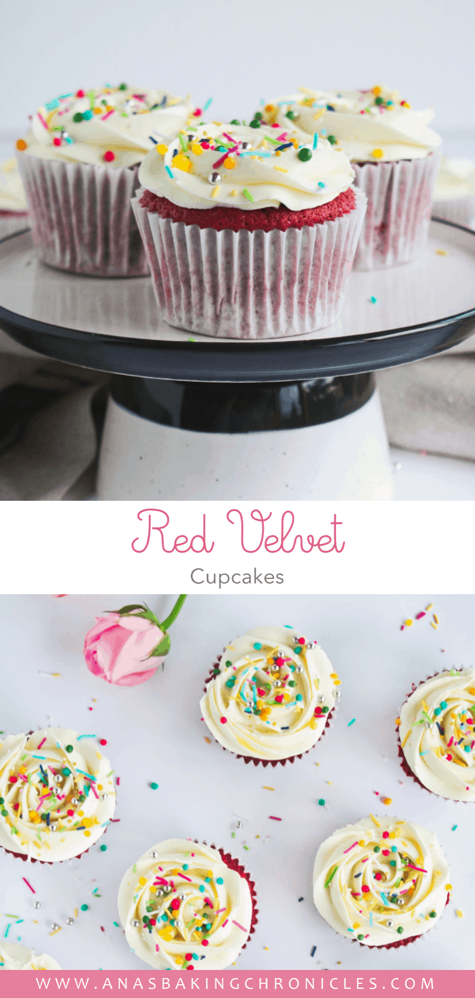 Red Velvet Cupcakes are a well-known classic. This recipe produces super moist and tender cupcakes, topped with their original frosting - silky and smooth Ermine Vanilla Buttercream!⎪www.anasbakingchronicles.com