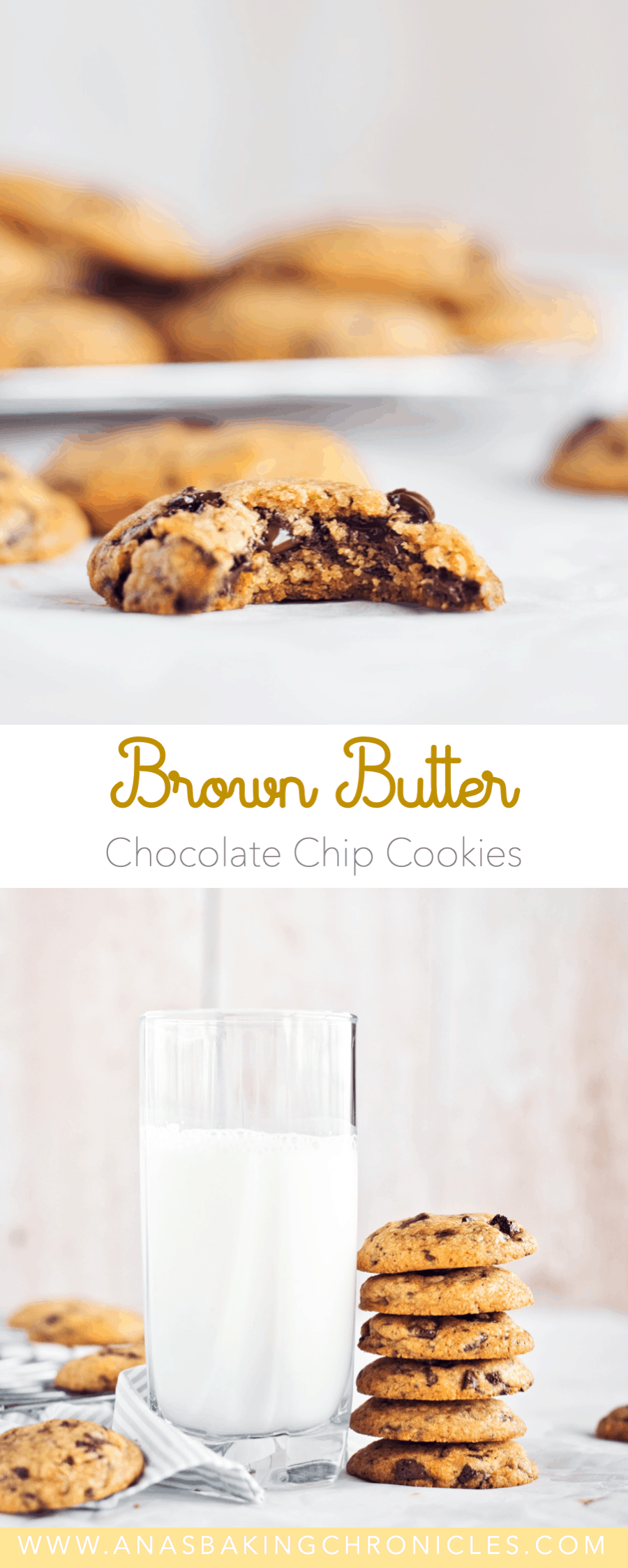 Soft and chewy on the inside, but crispy on the edges – that’s my formula for a perfect Choc Chip Cookie! With the addition of brown butter they are likely to become a new favourite!⎪www.anasbakingchronicles.com