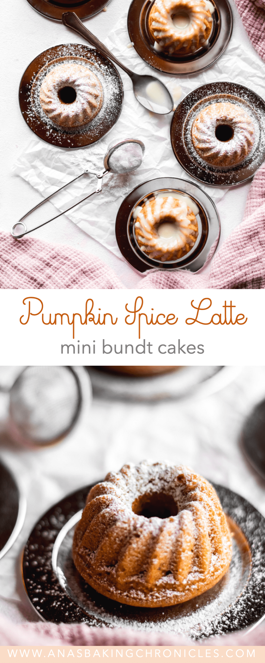 Soft and moist Pumpkin Spice mini cakes, made with homemade butternut squash puree and drizzled with silky Coffee White Chocolate Ganache.⎪www.anasbakingchronicles.com