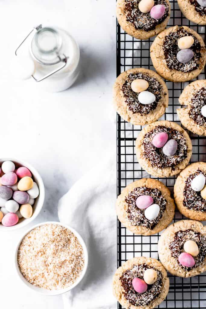 Soft Coconut Cookies with Chocolate Easter Nests