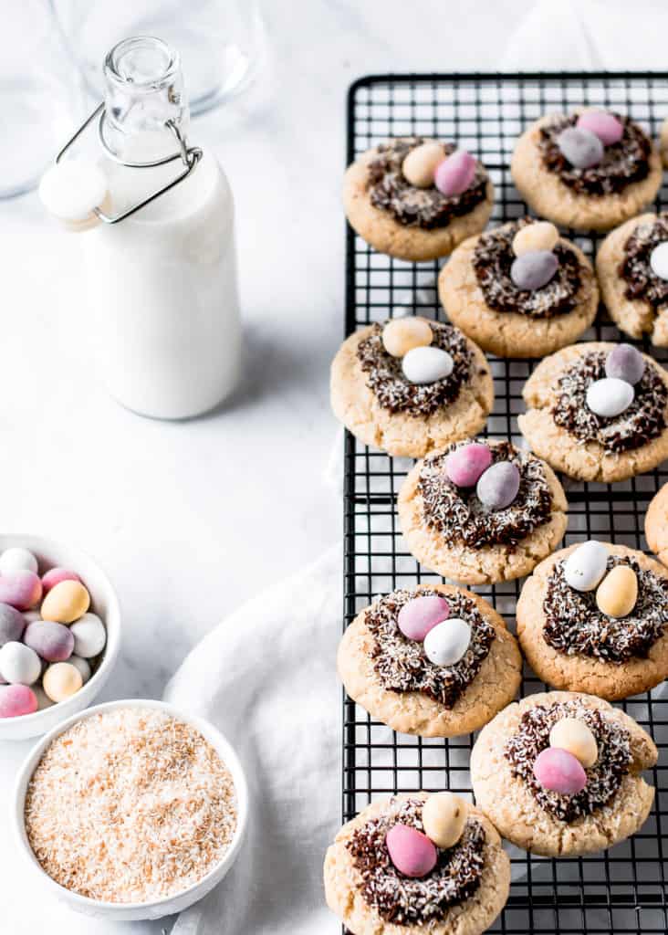 Soft Coconut Cookies with Chocolate Easter Nests ⎪www.anasbakingchronicles.com