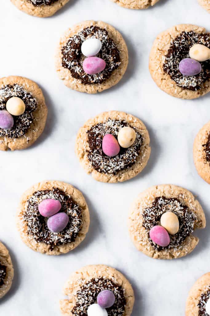 Soft Coconut Cookies with Chocolate Easter Nests