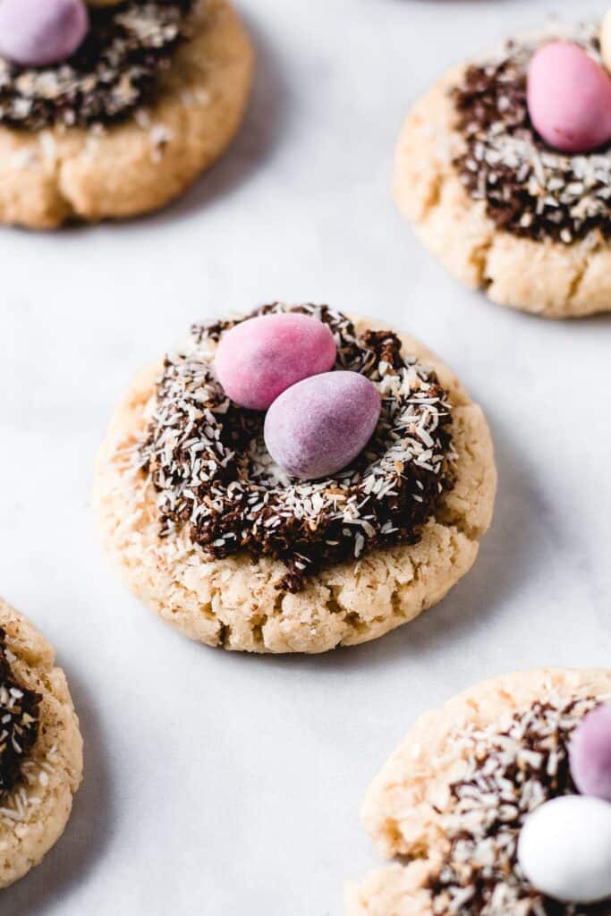 Soft Coconut Cookies with Chocolate Easter Nests