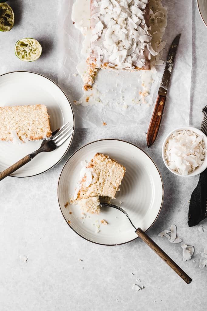 This Coconut Lime cake is super moist and tender, made with real coconut milk and lime juice. You can even make it dairy free! ⎪www.anasbakingchronicles.com