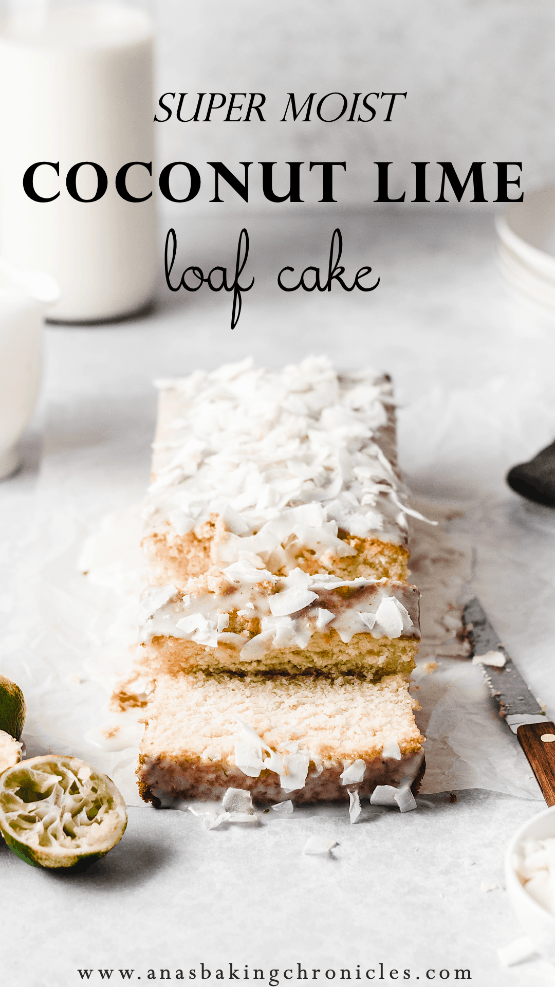This Coconut Lime cake is super moist and tender, made with real coconut milk and lime juice. You can even make it dairy free if you substitute butter for coconut oil!⎪www.anasbakingchronicles.com