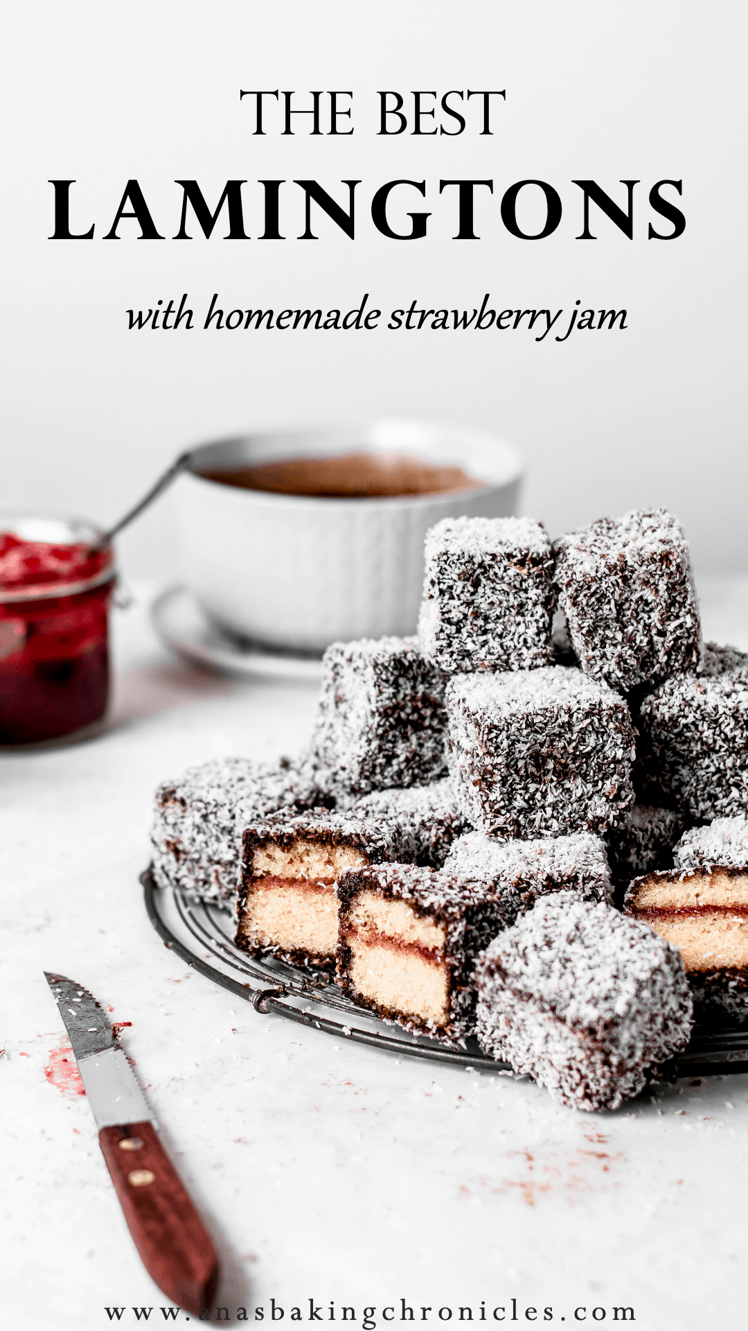 These Lamingtons are the perfect combination of soft and moist vanilla cake, strawberry jam and luscious chocolate icing with coconut coating. Perfect for the holidays or a Sunday afternoon! ⎪www.anasbakingchronicles.com