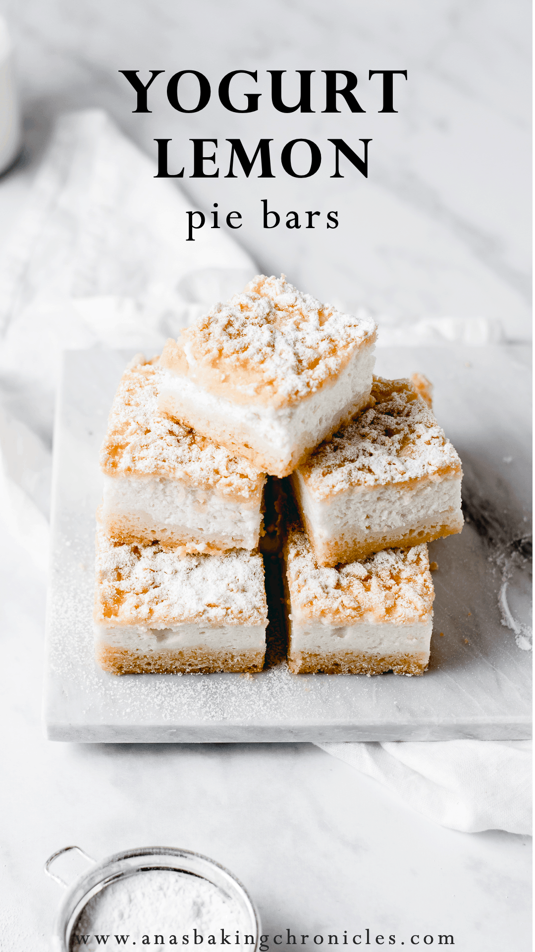 Refreshing and tangy, these Yogurt Lemon Pie Bars will win your heart! They\'re incredibly easy to make, you don\'t need any special ingredients and they\'re good for any occasion!⎪www.anasbakingchronicles.com