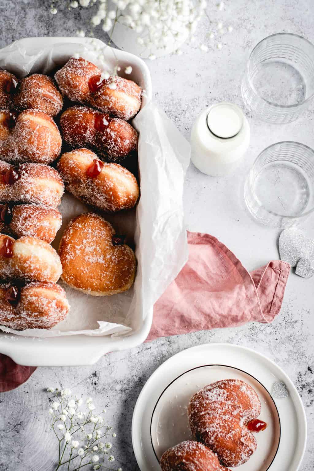 Heart shaped jam doughnuts Ana's Baking Chronicles